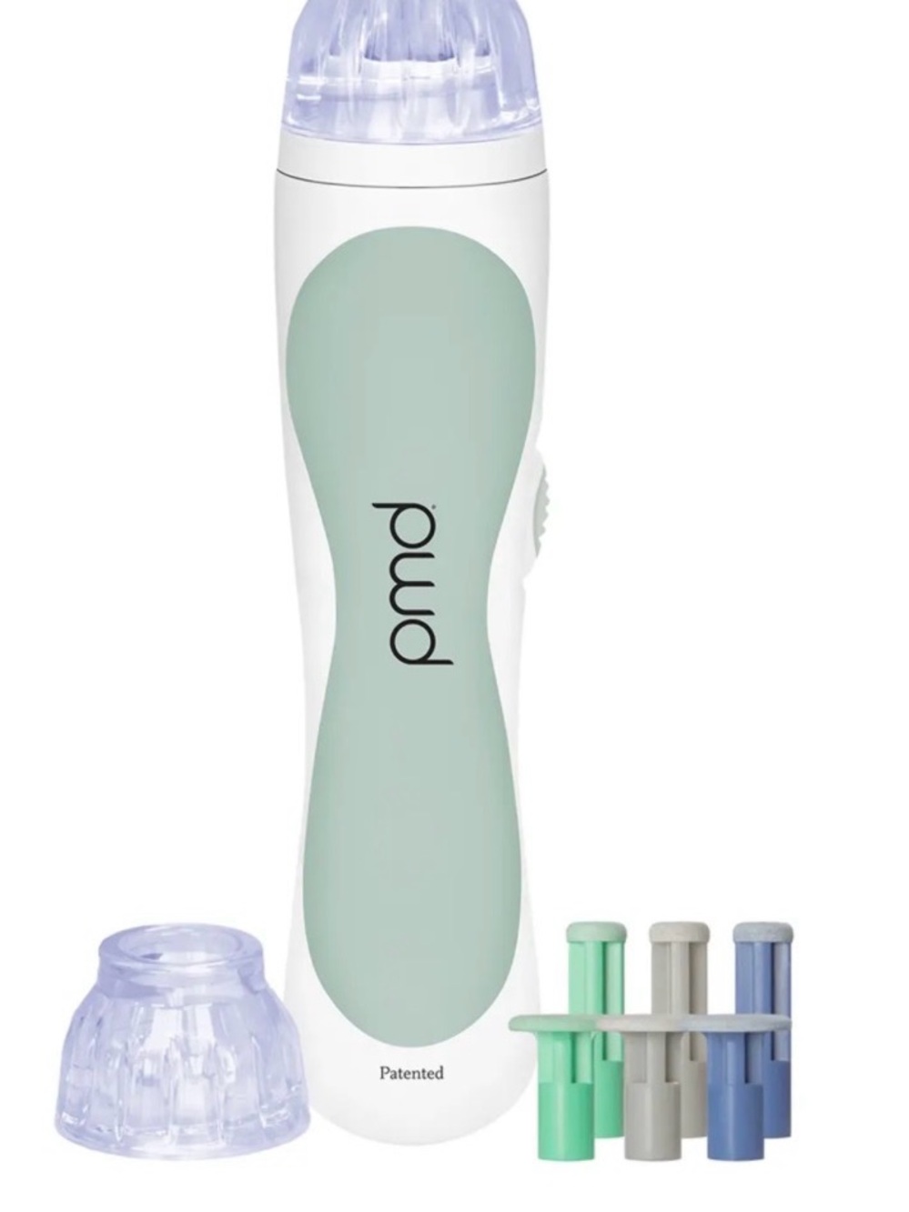 PMD Mint and White Microdermabrasion Device with Colored Treatment Heads